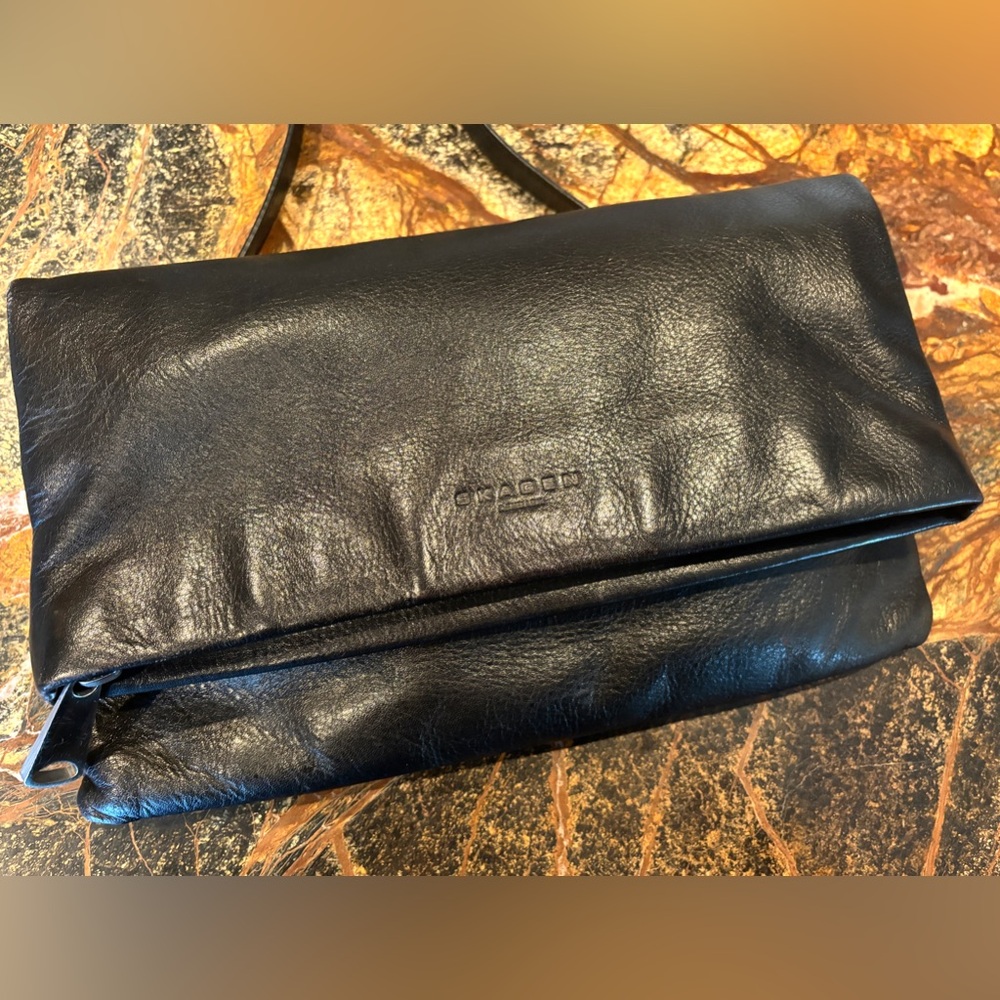 Skagan Denmark Black Leather Crossbody Convertible Clutch Bag Purse